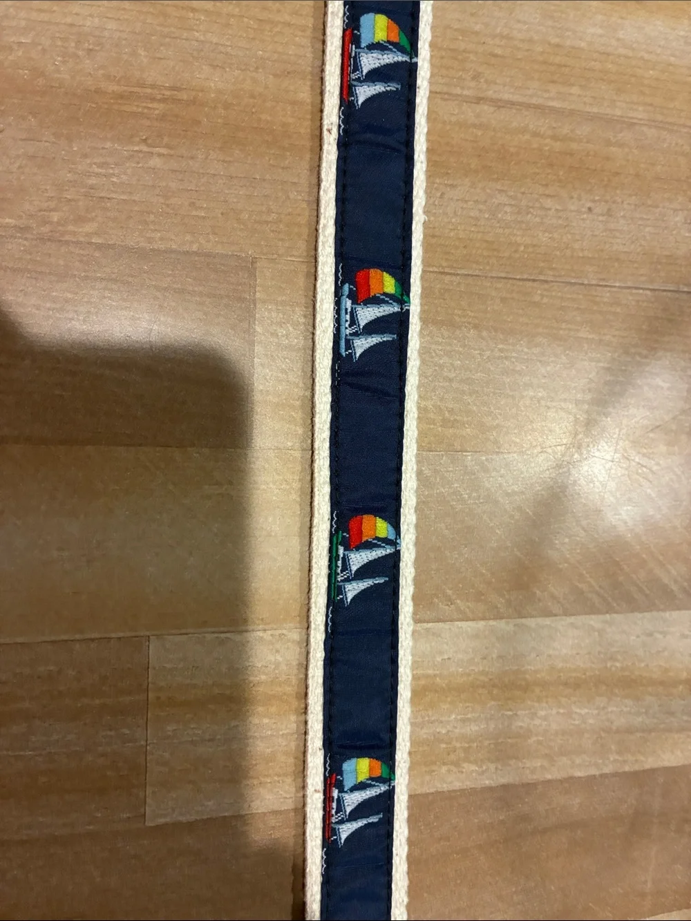 Canterbury Kids Navy Webbing Belt with Brown Leather Trim and Nautical Accent